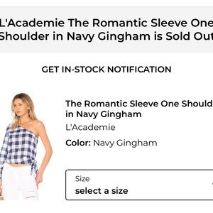 L'Academie Blue and White Plaid Wrap Blouse